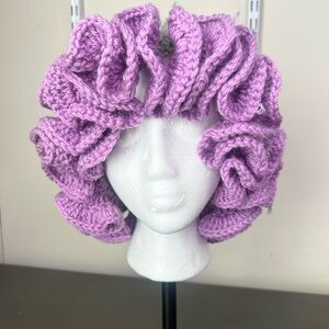Purple Crochet Ruffle Hat